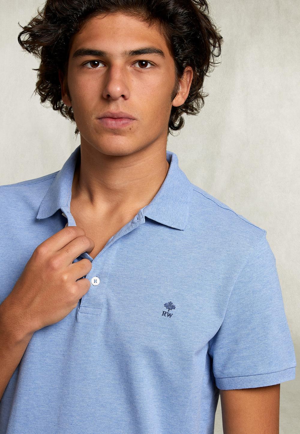 Custom Fit Pima Cotton Polo Pool Mix - Bleu