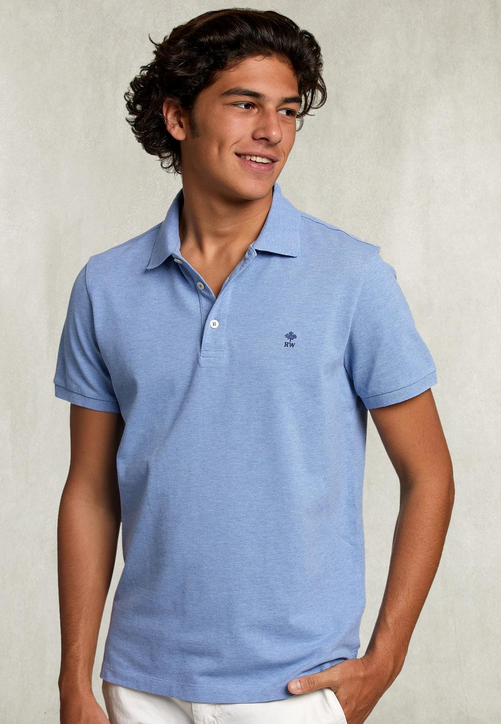 Custom Fit Pima Cotton Polo Pool Mix - Bleu