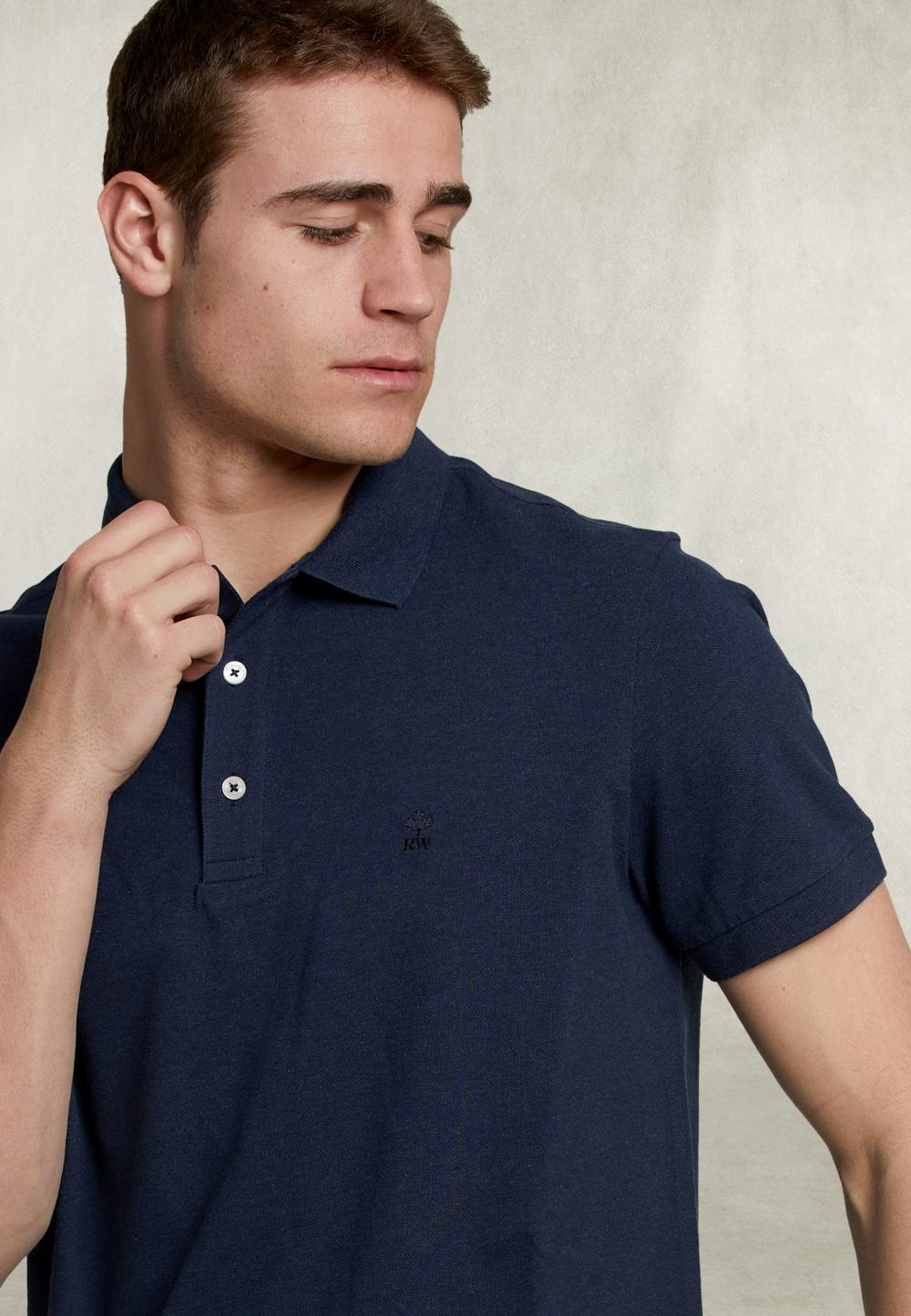 Custom Fit Pima Cotton Polo Denim Mix - Bleu