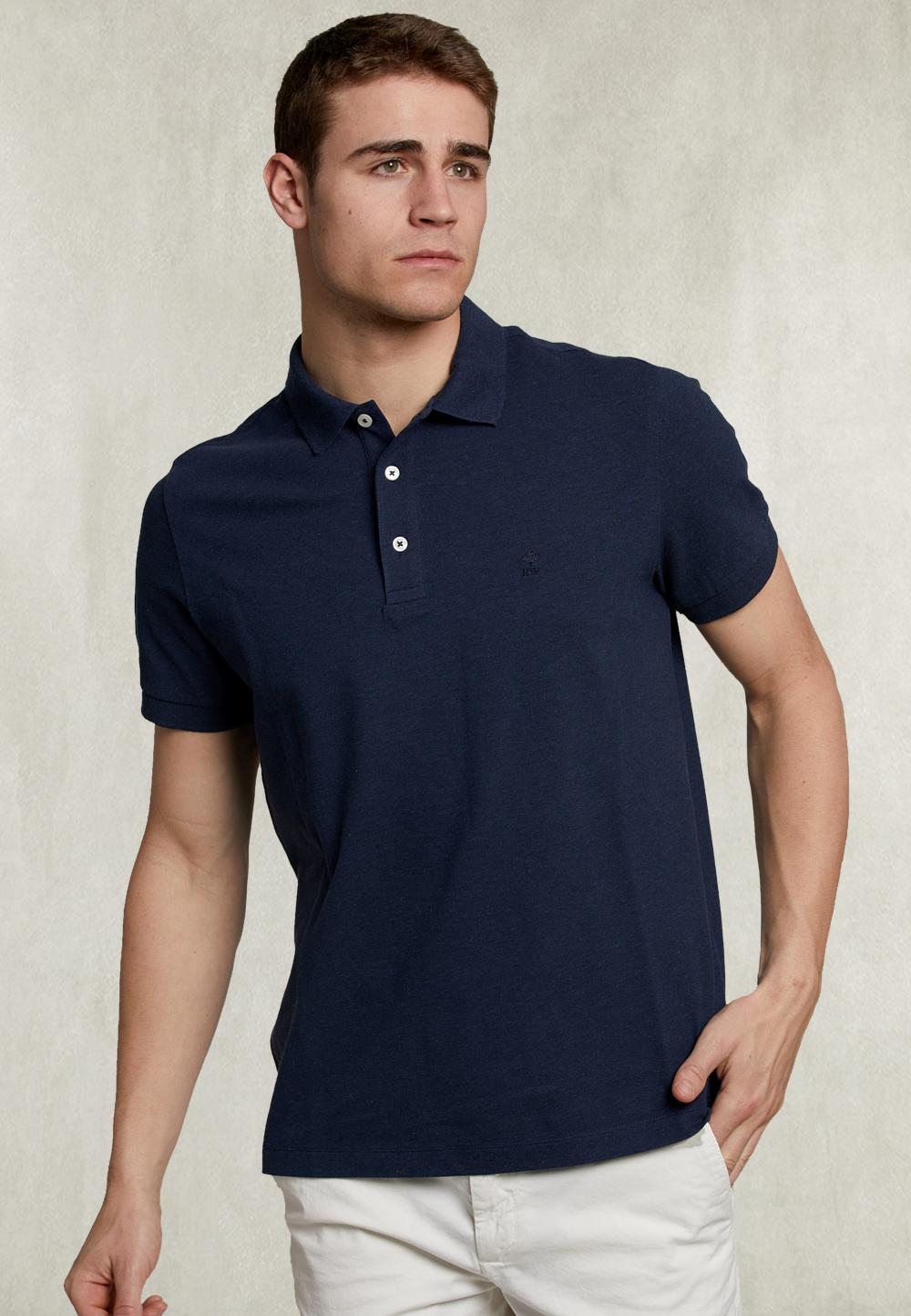 Custom Fit Pima Cotton Polo Denim Mix - Bleu