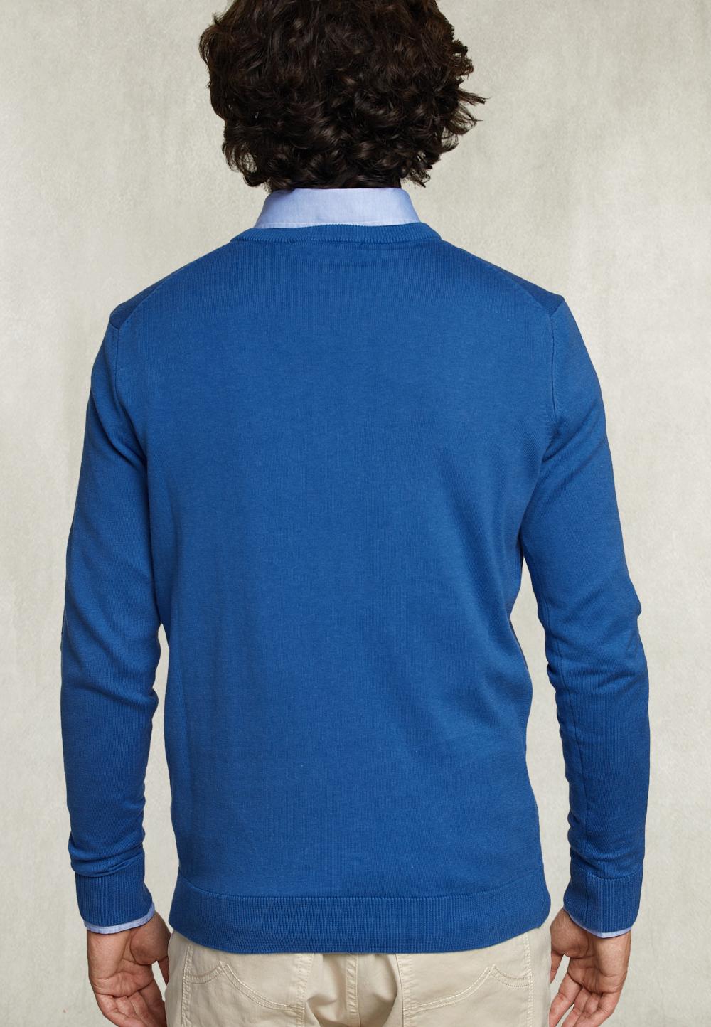 Basic Crew Neck Pullover Exotic Blue Mix - Bleu