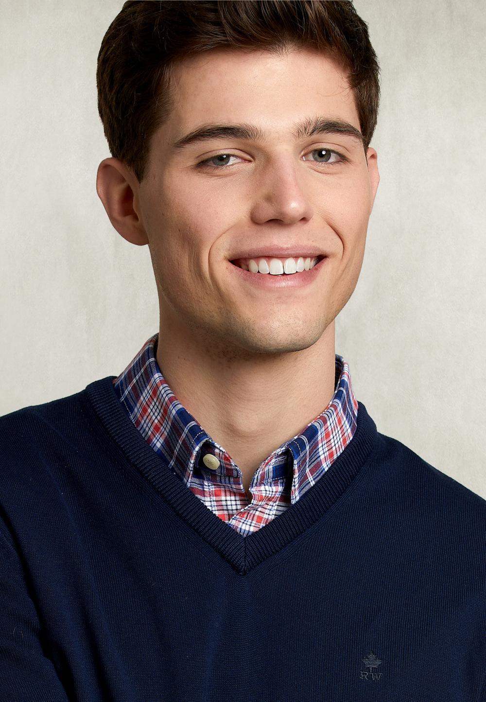 Basic V-Neck Pullover Navy - Bleu