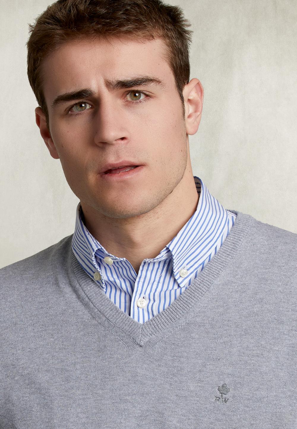 Basic V-Neck Pullover Oxoford Mix - Gris