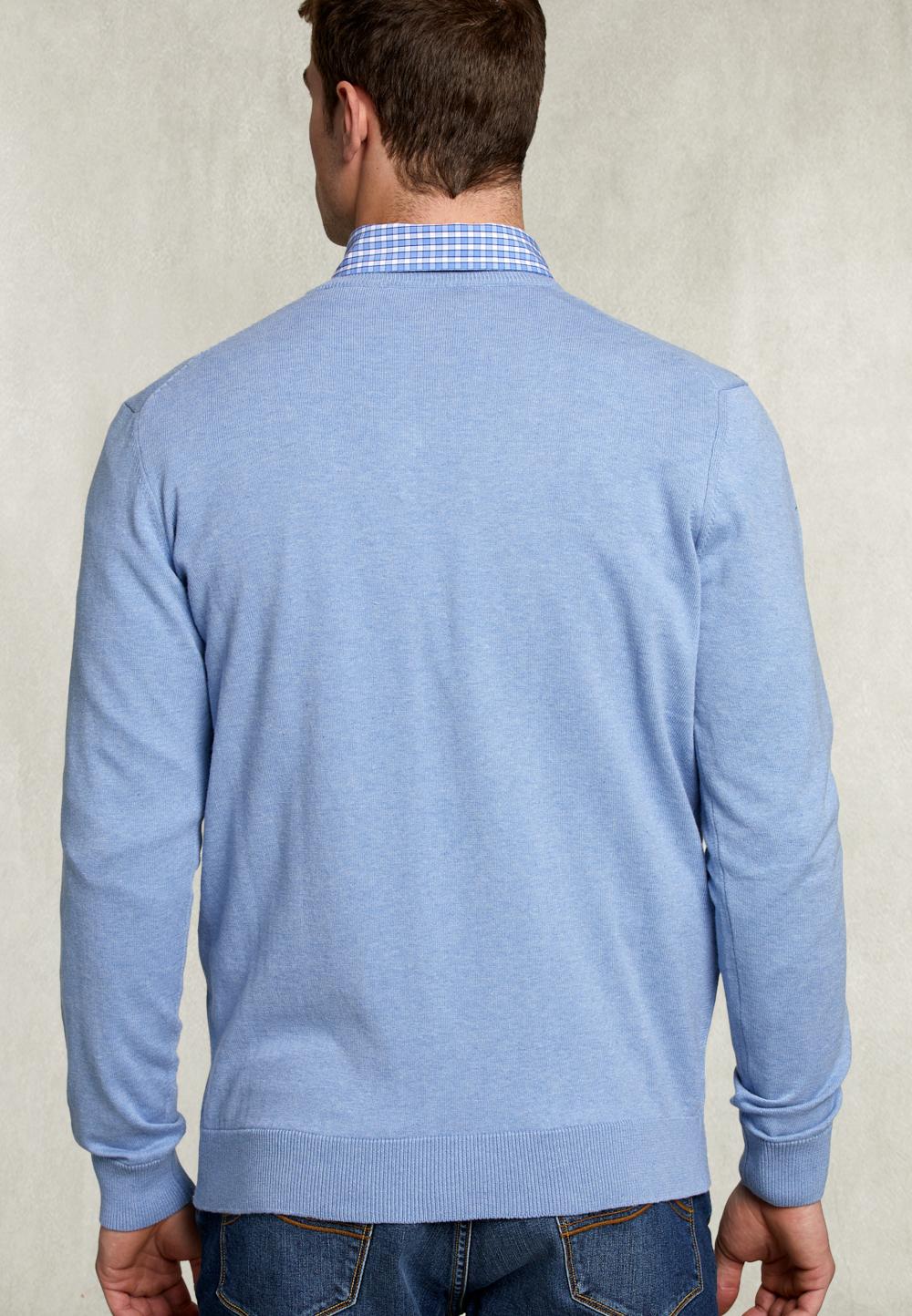 Basic V-Neck Pullover Pool Mix - Bleu
