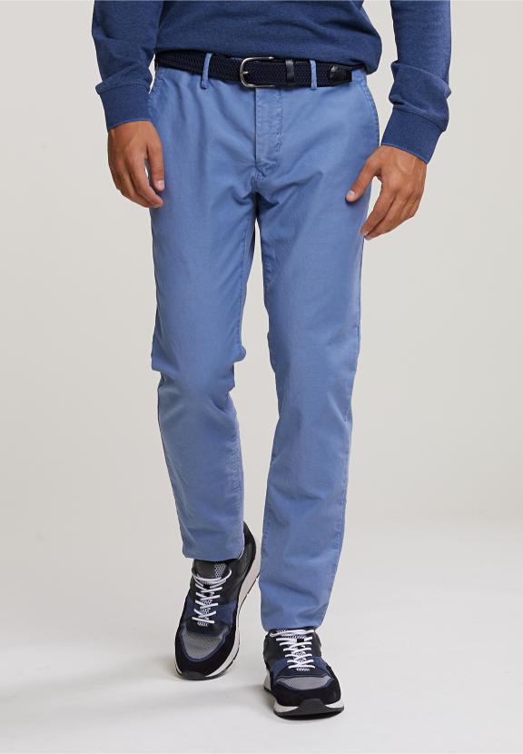 Slim Fit Basic Chino Pants Colorado Blue - Bleu