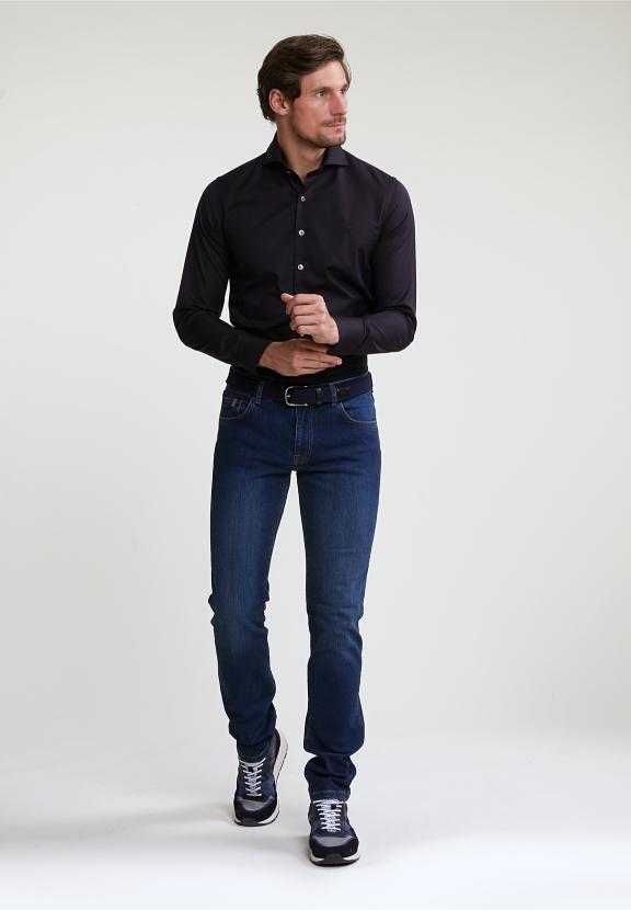 Slim Fit Uni Shirt Blue - Bleu