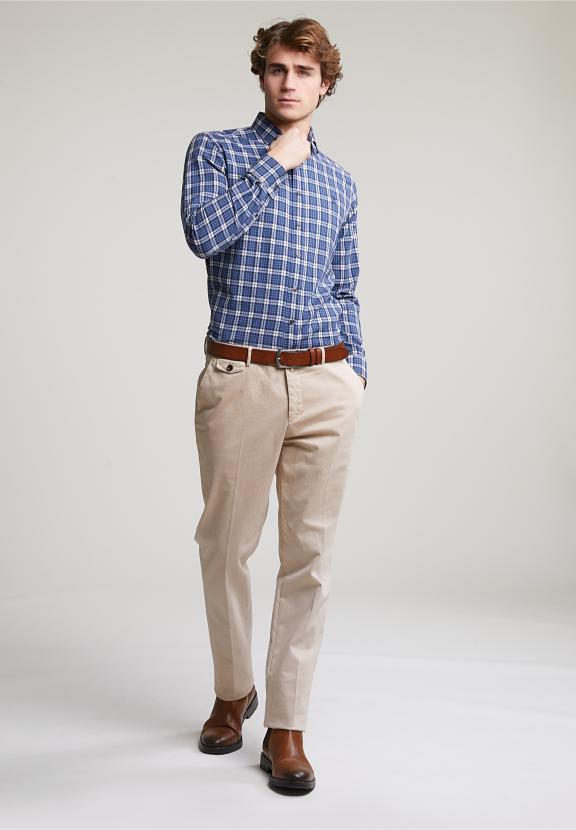 Custom Fit Checked Shirt Blue/White - Bleu