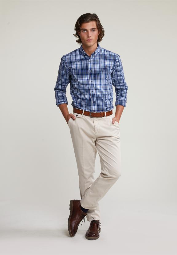 Custom Fit Checked Shirt Blue/White - Multi