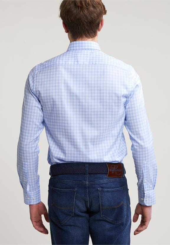 Custom Fit Checked Shirt Blue/White - Bleu