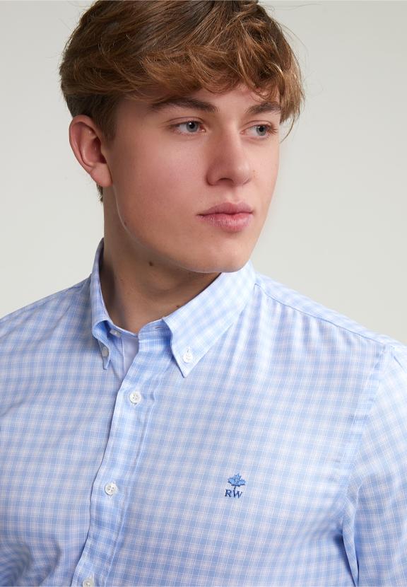Custom Fit Checked Shirt Blue/White - Bleu