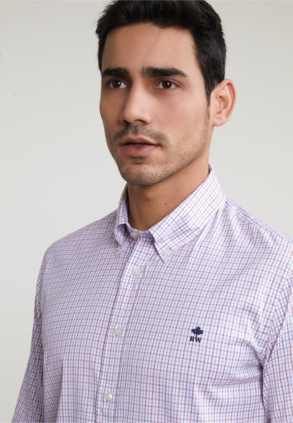 Custom Fit Checked Shirt Red/Blue - Multi