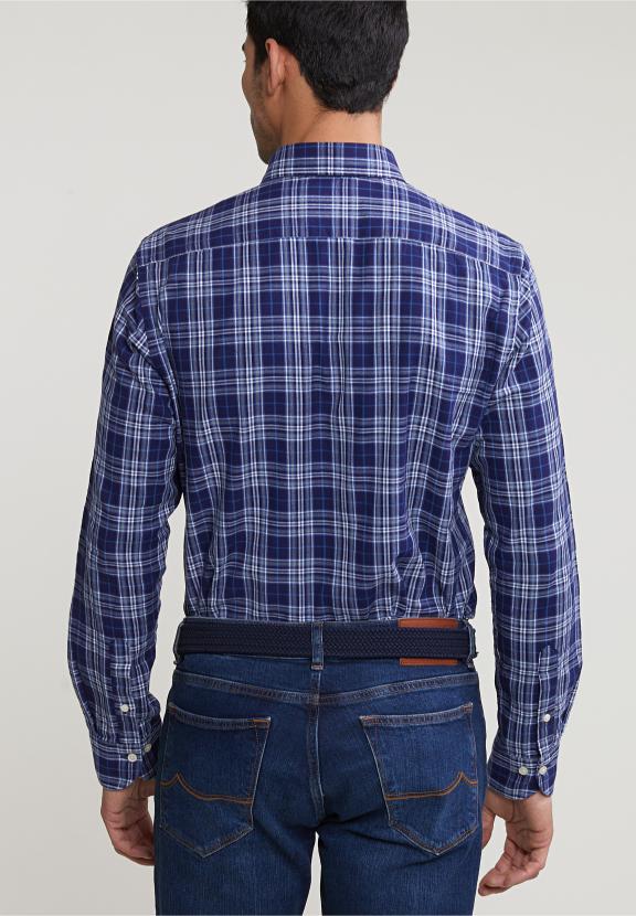 Custom Fit Checked Shirt Blue/Grey - Multi
