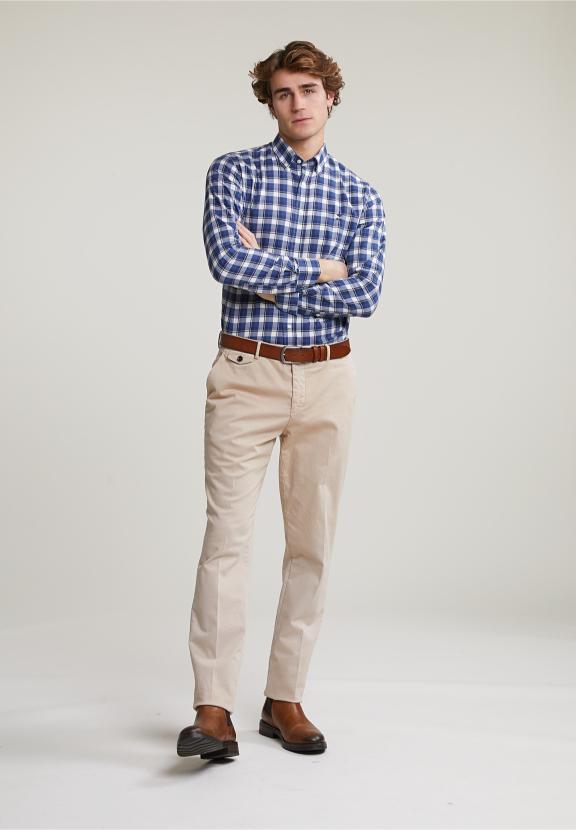 Custom Fit Checked Shirt Blue/White - Bleu