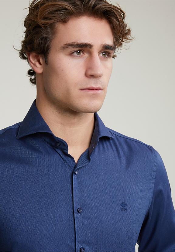 Custom Fit Uni Stretch Shirt Blue - Bleu