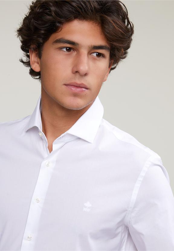 Slim Fit Uni Shirt White - Blanc