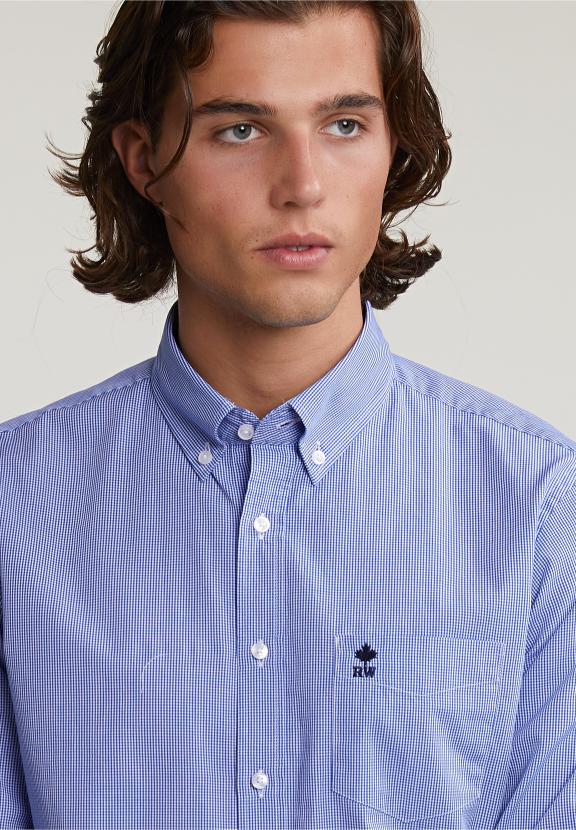 Custom Fit Checked Shirt With Pocket Blue/White - Multi