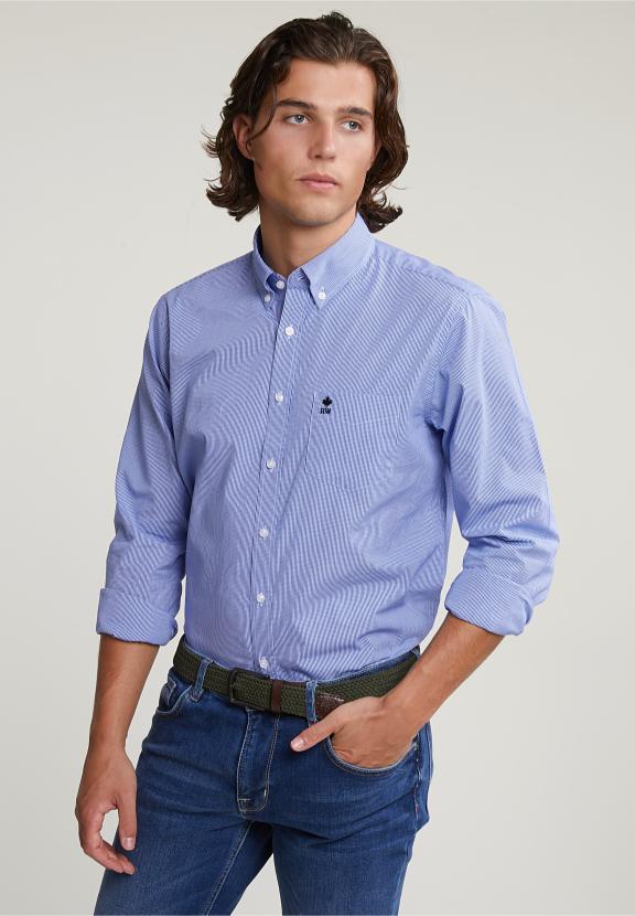 Custom Fit Checked Shirt With Pocket Blue/White - Multi
