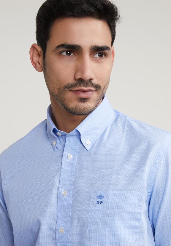 Regular Fit Checked Shirt With Pocket Blue/White - Multi