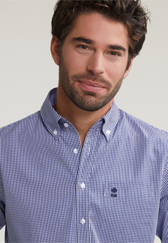 Slim Fit Checked Shirt With Pocket Blue/White - Multi