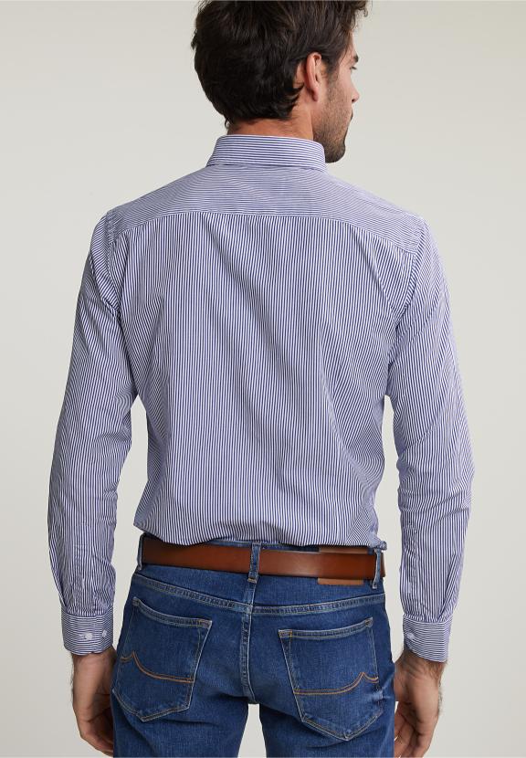 Slim Fit Striped Shirt With Pocket Blue/White - Multi