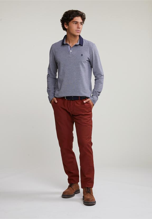 Custom Fit Cotton Polo Navy - Bleu