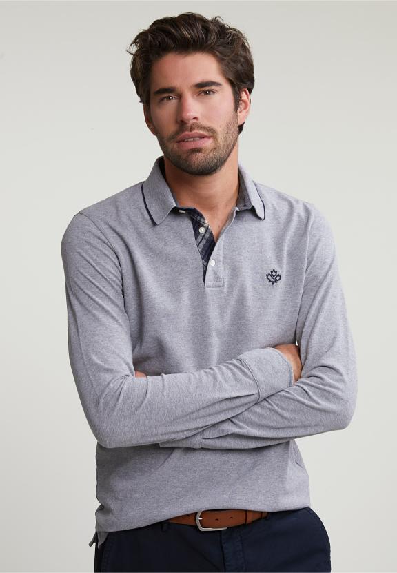 Custom Fit Cotton Polo Inox Mix - Gris
