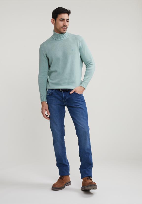 Loose Dit Wool-Cashmere Roll Neck Sweater Cape Green Mix - Vert