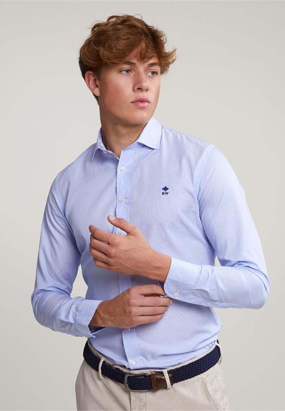 Slim Fit Striped Shirt Blue/White - Bleu
