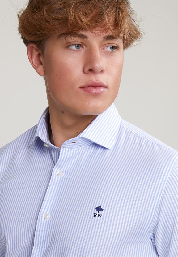 Blue/White Custom Fit Striped Shirt - Multi