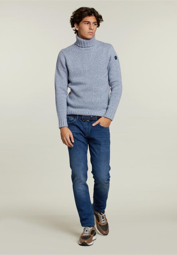 Custom Fit Wool-Cashmere Sweater Jeans Mix - Bleu