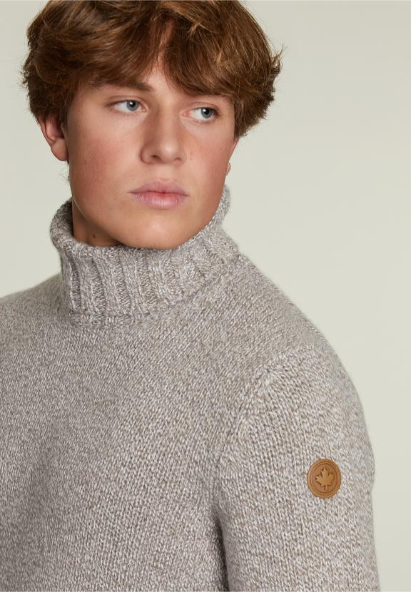 Custom Fit Wool-Cashmere Sweater Barrel Mix - Marron