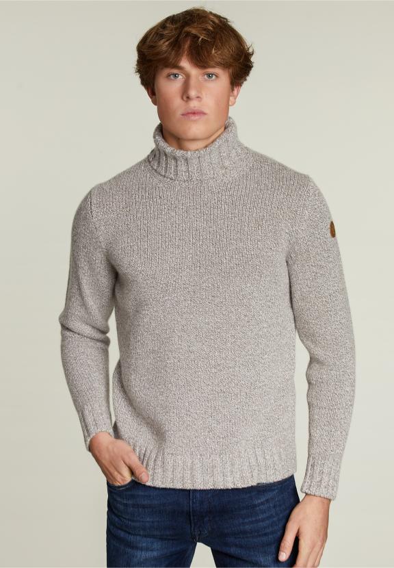 Custom Fit Wool-Cashmere Sweater Barrel Mix - Marron