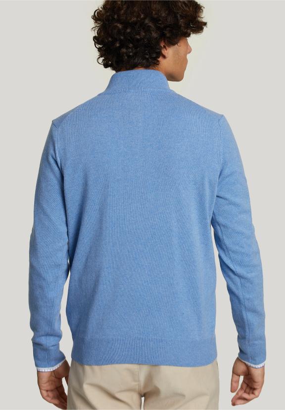 Custom Fit Wool-Cashmere Sweater Sky Mix - Bleu