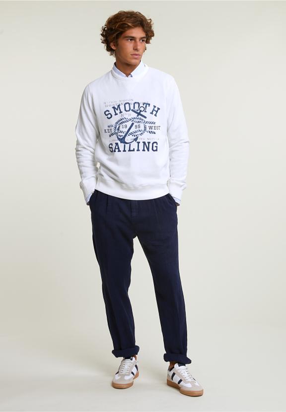 Cotton Fantasy Crew Neck Sweater Off White - Blanc