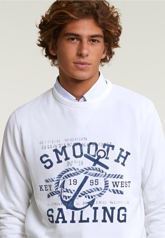 Cotton Fantasy Crew Neck Sweater Off White - Blanc