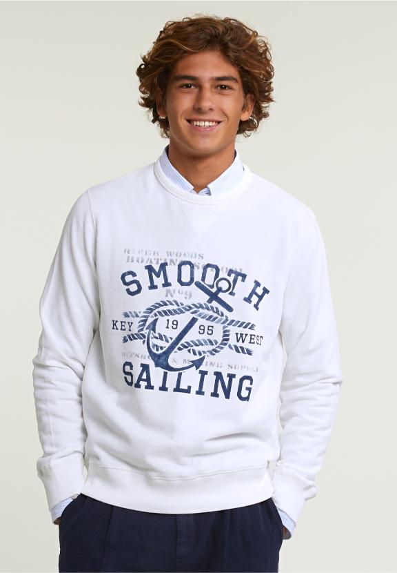 Cotton Fantasy Crew Neck Sweater Off White - Blanc