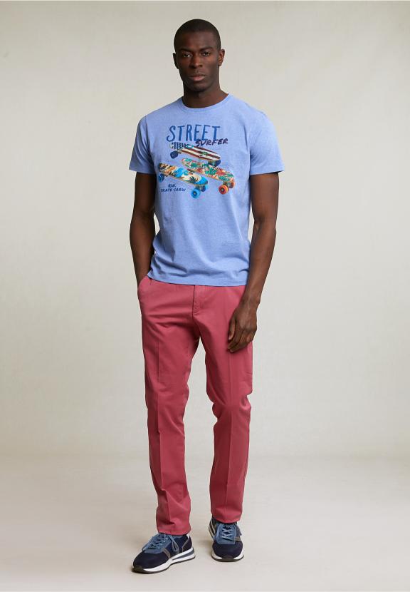 Normal Fit Basic T-Shirt Short Sleeves Lt Hamptons Blue Mix - Bleu