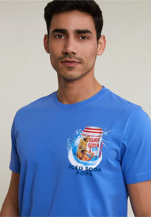 Normal Fit Basic T-Shirt Short Sleeves Evening Blue - Bleu