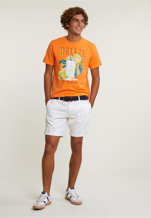 Normal Fit Basic T-Shirt Short Sleeves Electric Orange - Orange