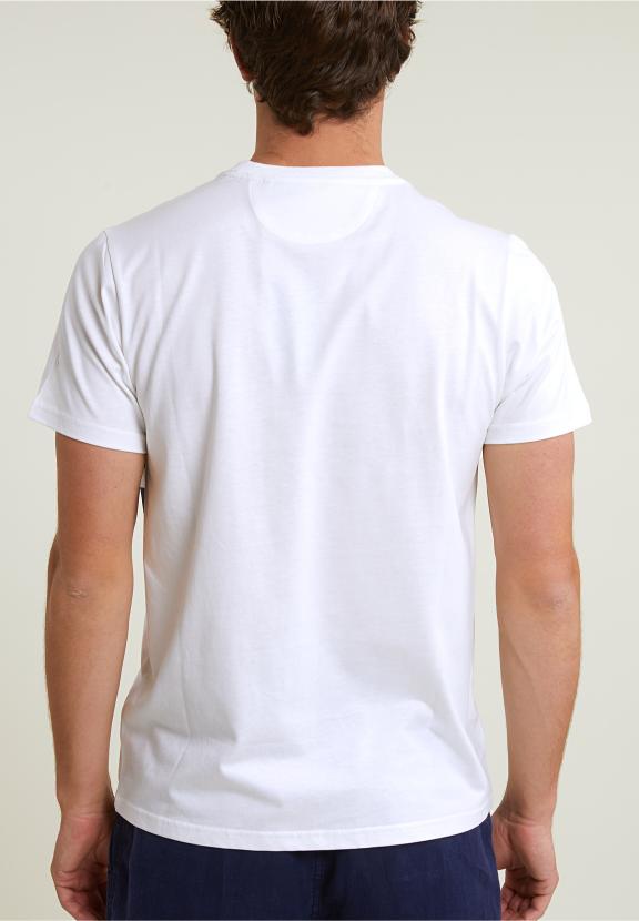 Custom Fit Fantasy T-Shirt Short Sleeves Off White/Navy - Blanc