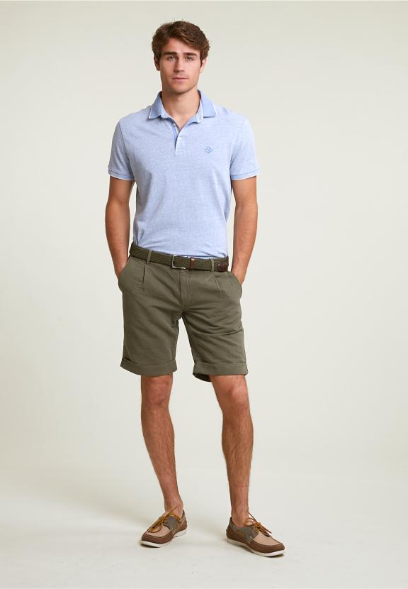 Fancy Cotton-Linen Chino Short Rosemary - Khaki
