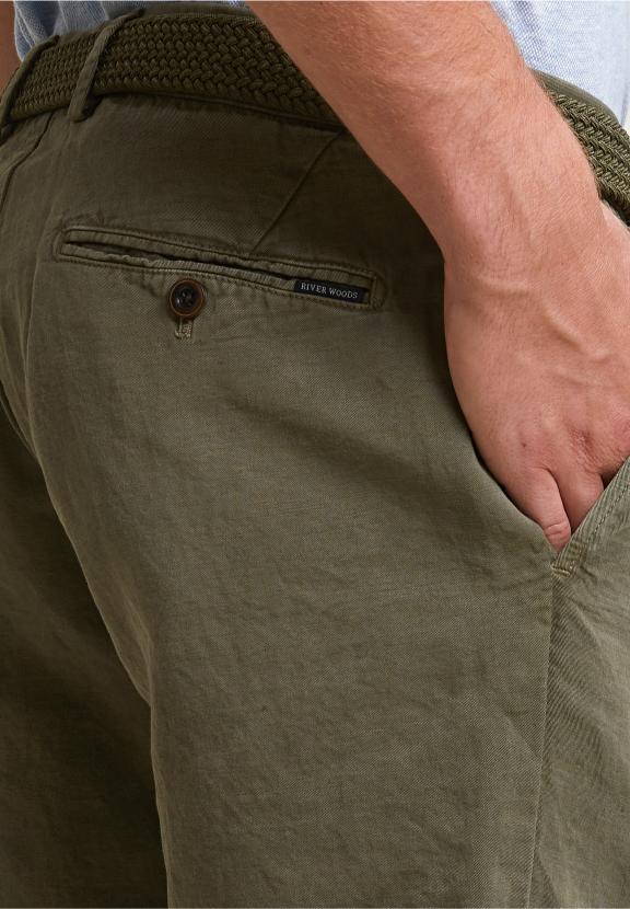 Fancy Cotton-Linen Chino Short Rosemary - Khaki