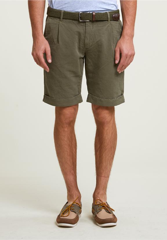 Fancy Cotton-Linen Chino Short Rosemary - Khaki