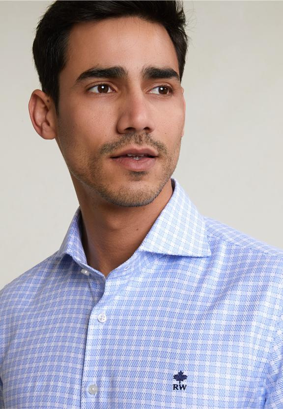 Custom Fit Checked Shirt Blue/White - Mix