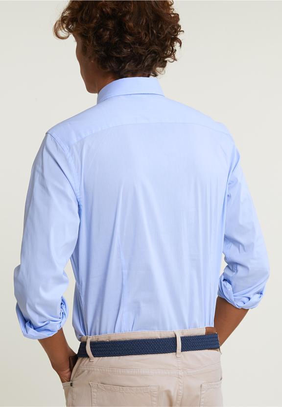 Slim Fit Uni Shirt Performance Stretch Blue - Bleu