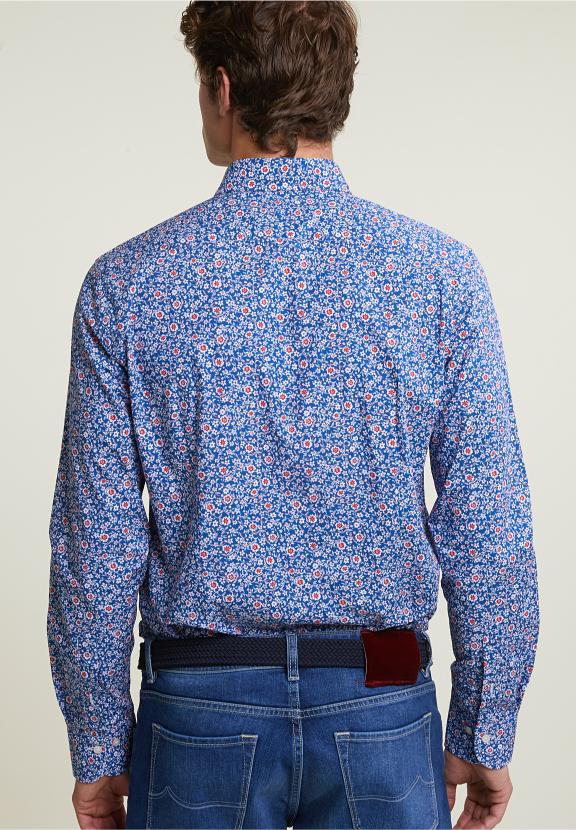 Slim Fit Floral Shirt Blue/Red - Mix