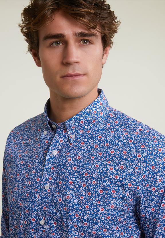 Slim Fit Floral Shirt Blue/Red - Mix