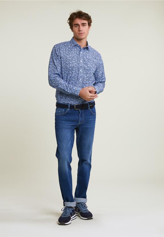 Custom Fit Floral Shirt Blue - Mix