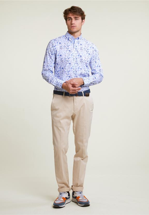 Custom Fit Floral Shirt Blue/White - Mix