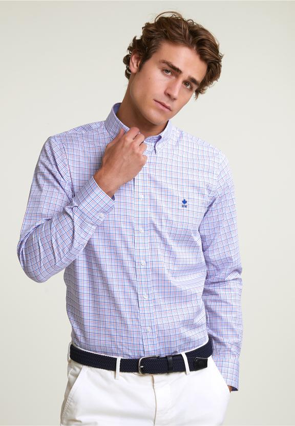 Custom Fit Checked Shirt Red/Blue - Mix